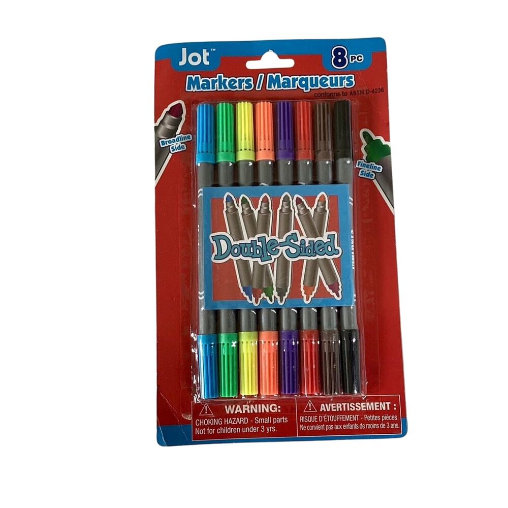 Jot Double Sided Markers - Fine and Broad sides - 8 pack